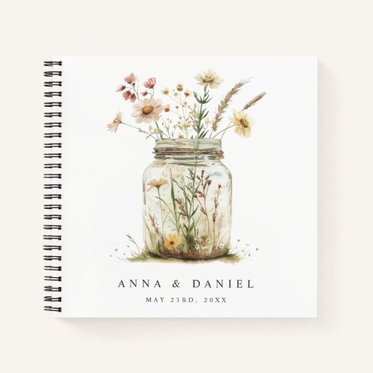 Fleur sauvage Whimsical Mason Jar Mariage Livre d' (Devant)