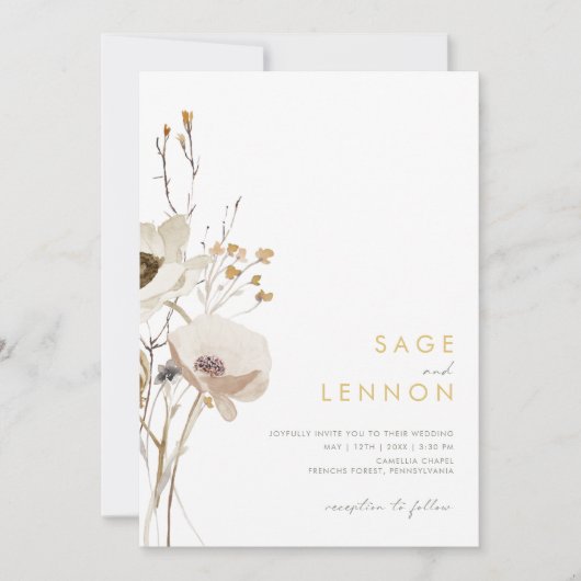 Fleur sauvage Whimsical tout en un Faire-part de m (Devant)