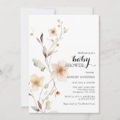 Fleur sauvage White Boho Baby shower Invitation (Devant)