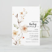 Fleur sauvage White Boho Baby shower Invitation (Debout devant)