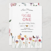 Fleur sauvage Wild One First Birthday Invitation (Devant / Derrière)