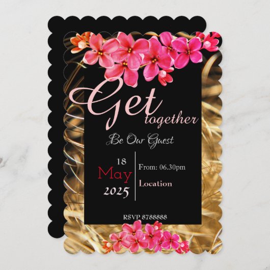 Fleur se réunissant Invitation (Devant / Derrière)