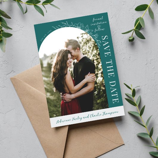 Fleur Simple 1 Turquoise Save The Date