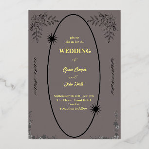 Fleur simple avec carte mariage arrière - plan gri