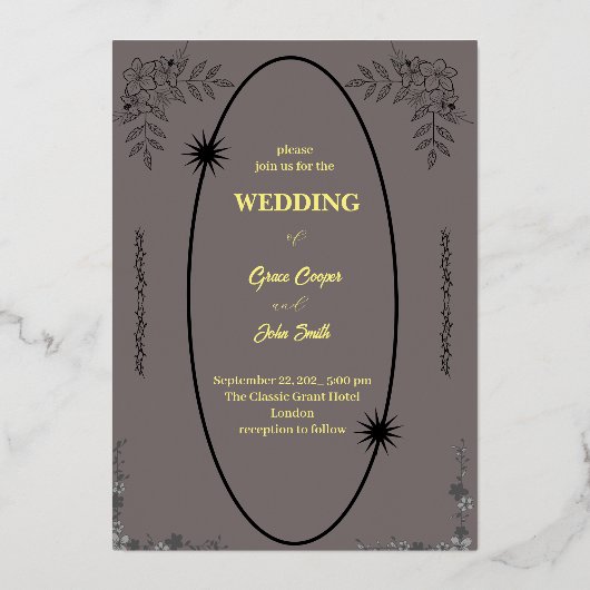 Fleur simple avec carte mariage arrière - plan gri (Recto)