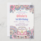 Fleur super Retro Invitation Anniversaire (Devant)
