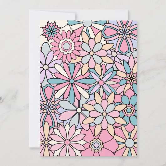 Fleur super Retro Invitation Anniversaire (Dos)