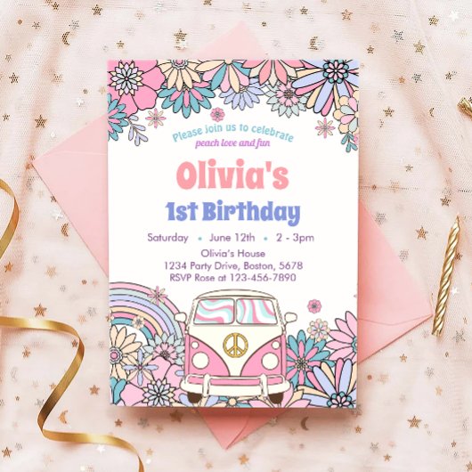 Fleur super Retro Invitation Anniversaire