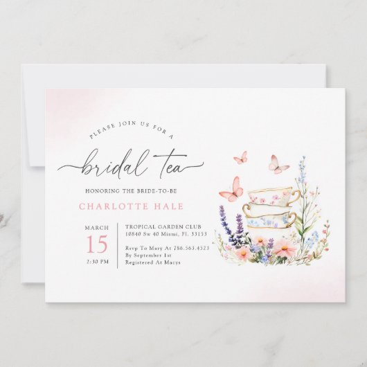 Fleur Tea Aquarelle Douche nuptiale Invitation (Devant)