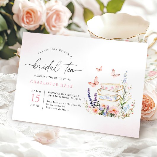Fleur Tea Aquarelle Douche nuptiale Invitation