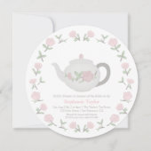 Fleur Teapot Tea Party Bridal Douche Invitations (Devant)
