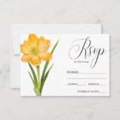 Fleur tendance JAUNE Crocus mariage rustique RSVP (Devant)