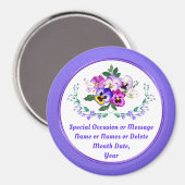 Fleur Thème Anniversaire, Pansy, Magnet Floral (Recto/Verso)