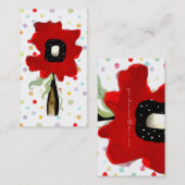 Fleur tourbillon lignes carte de visite rose rouge (Devant / Derrière)