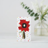 Fleur tourbillon lignes carte de visite rose rouge (Debout devant)