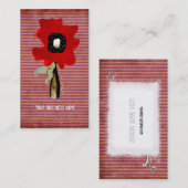 Fleur tourbillon lignes carte de visite rose rouge (Devant / Derrière)