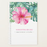 Fleur tropicale aquarelle<br><div class="desc">Tropical planner présente ma fleur d'hibiscus rose d'origine et des feuilles de palmiers monstères dans des tons de verdure tropicale luxuriante. Parfait pour planifier les jours de la semaine pour votre marketing de petite entreprise ou pour préparer vos plans de mariage. Fait aussi un grand cadeau de la fête des...</div>