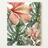 Fleur tropicale de jungle aquarelle vert pêche or  (Dos)
