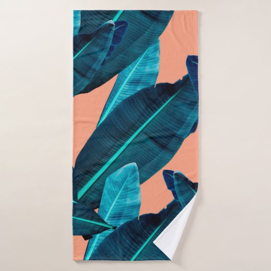 Fleur tropicale, plante et motif de feuilles b (Serviette de bain)