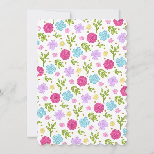 Fleur Unicorn Cake Anniversaire Fête Invitation (Dos)