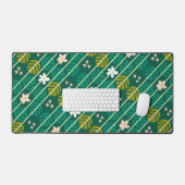 Fleur vert émeraude et rose rétro rayée (Clavier et souris)