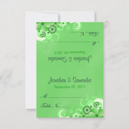Fleur vert foncé Plier Mariage Table Place Cartes (Devant)