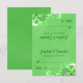 Fleur vert foncé Plier Mariage Table Place Cartes (Devant / Derrière)