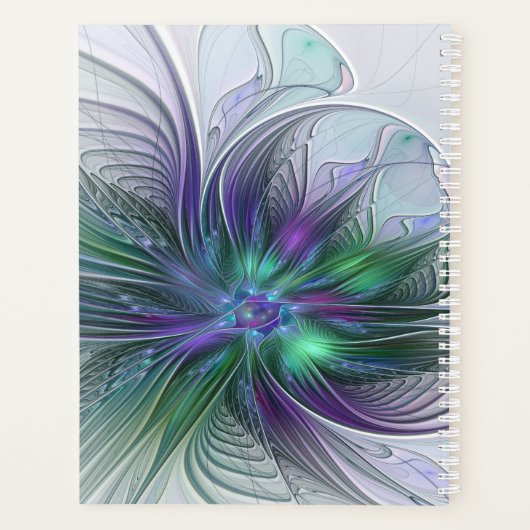 Fleur vert violet Art Abstrait moderne Fractal (Dos)