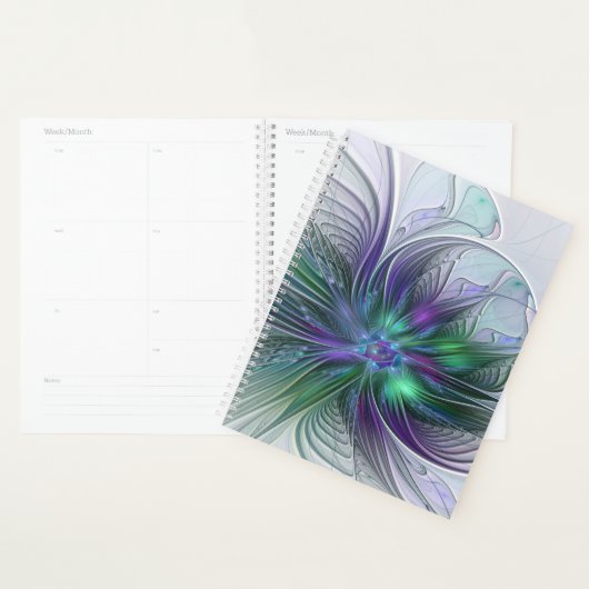 Fleur vert violet Art Abstrait moderne Fractal (Devant avec enveloppe)