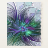 Fleur vert violet Moderne Abstrait Nom fractal (Dos)