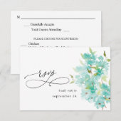 Fleur verte à la menthe sur blanc w Repas RSVP (Devant / Derrière)