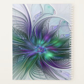 Fleur verte abstraite moderne fractale violette (Dos)