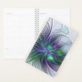 Fleur verte abstraite moderne fractale violette (Devant avec enveloppe)
