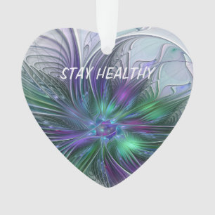 Fleur verte abstraite moderne fractale violette