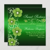 Fleur verte/blanche molle douce16 Invitation d'ann (Devant / Derrière)