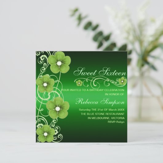 Fleur verte/blanche molle douce16 Invitation d'ann (Debout devant)