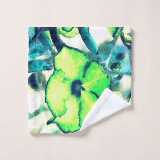 Fleur verte en changeant les couleurs (Gant de toilette)