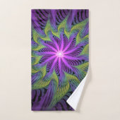 Fleur verte violette Art abstrait fractal moderne (Serviette à main)