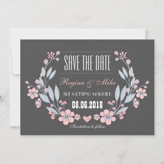 Fleur vintage Enregistrer le Faire-part Mariage da (Devant)