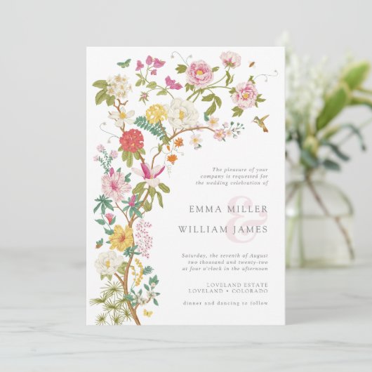 Fleur Vintage Mariage Invitations (Debout devant)