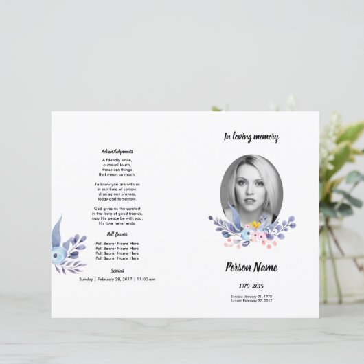 FLEUR VIOLET | Modèle du programme funéraire (Debout devant)