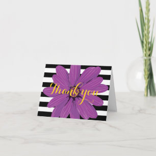 Fleur violet noir & blanc rayures Merci