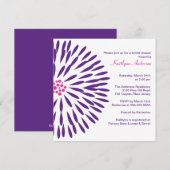 Fleur violet sur invitation à la douche nuptiale b (Devant / Derrière)