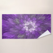 Fleur Violette Abstraite Art Fractal Psychedelique (Serviette de bain)