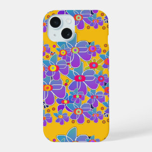 Fleur violette bleue Éclatement jaune