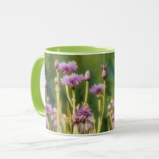 Fleur violette Jardin Fleur de maïs Art Mug Cup (Devant gauche)
