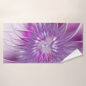 Fleur violette rose Passion Abstrait Art fractal (Serviette de bain)