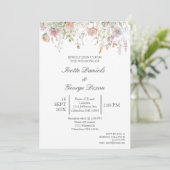 Fleur violette sauvage faire-part de mariage (Debout devant)