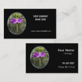 fleur violette simple, carte de visite noir élégan (Devant / Derrière)
