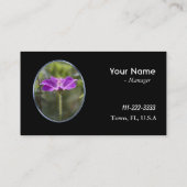 fleur violette simple, carte de visite noir élégan (Dos)